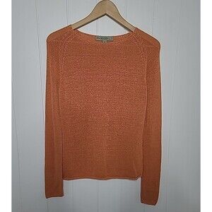 One Girl Who Knit Top Sweater Womens Medium Orange Y2k Silk Blend